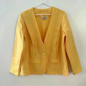 Blair Blazer Women Medium Formal Casual Classic Work Business Long Sleeve Yellow